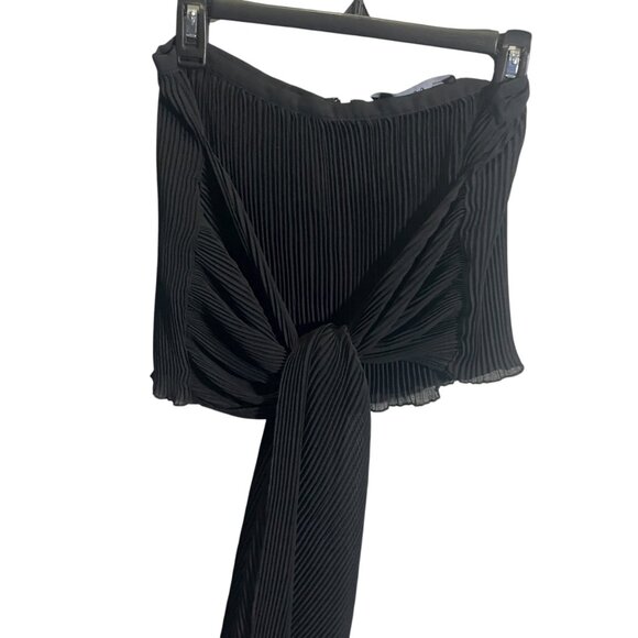 Lioness Womens Black Pleated Wrap Mini Skirt Size S Zip Closure - Picture 2 of 5